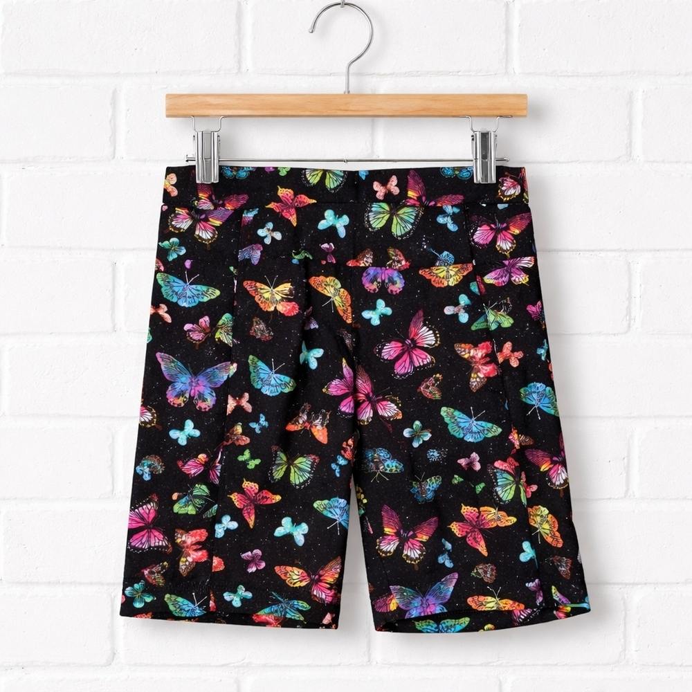 No Boundaries Women's S Small High Waist Butterfly Print Shorts - Black Multi